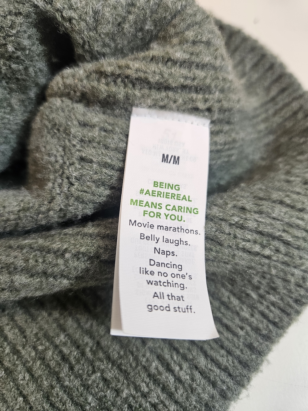 Aerie Olive & White Striped Collared V-Neck Sweater Oversized Fit Medium - Picture 6 of 7